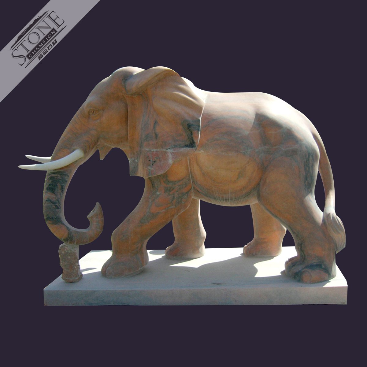 Red marble elephant statue