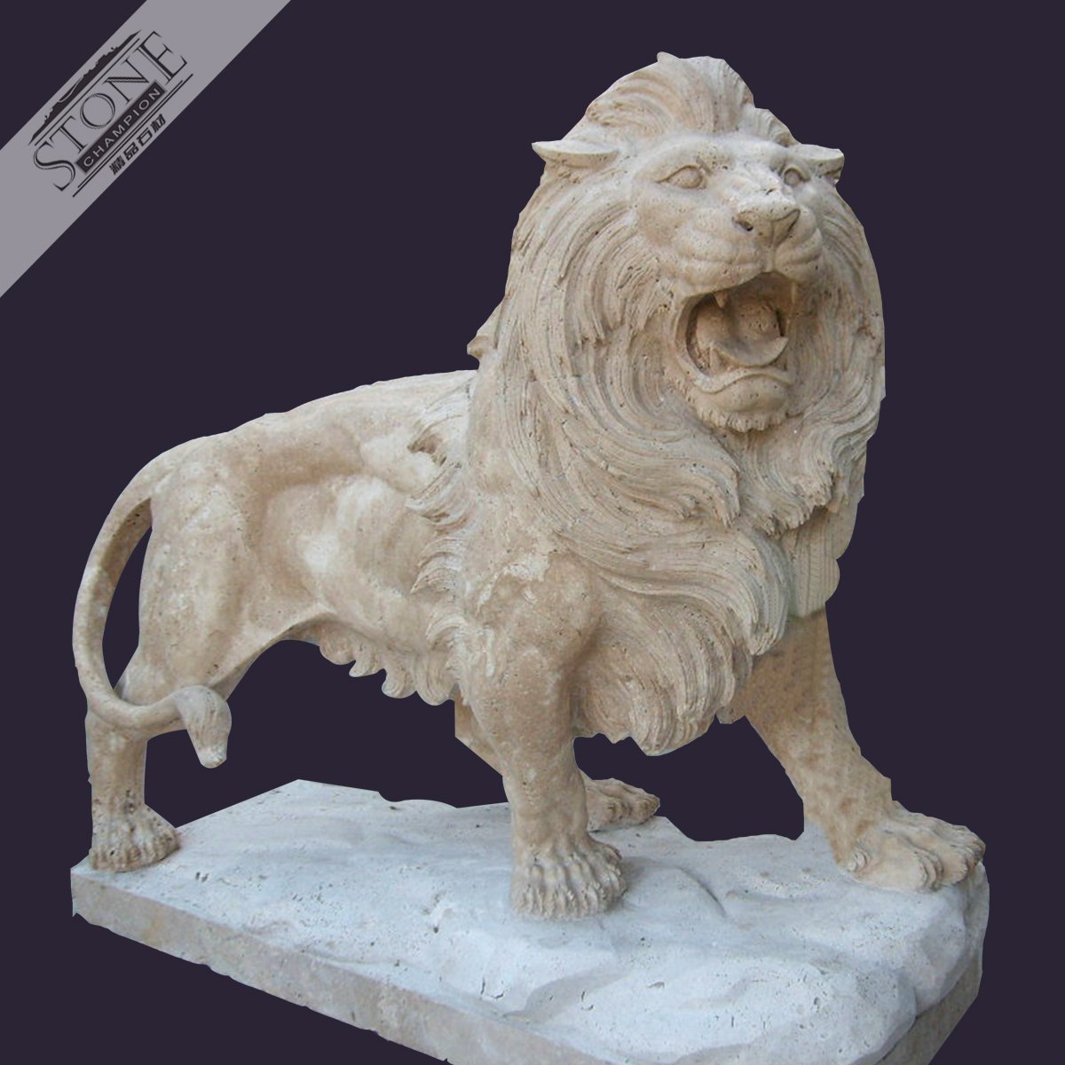  Beige travertine lion st