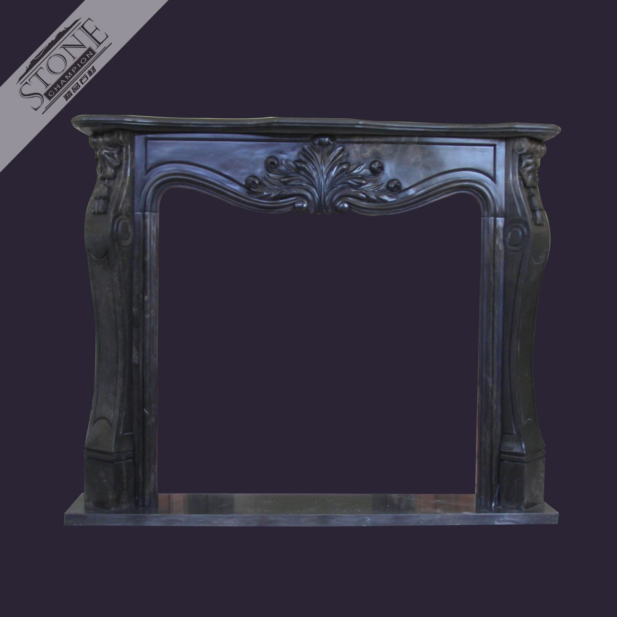 French style black marble fireplace surround