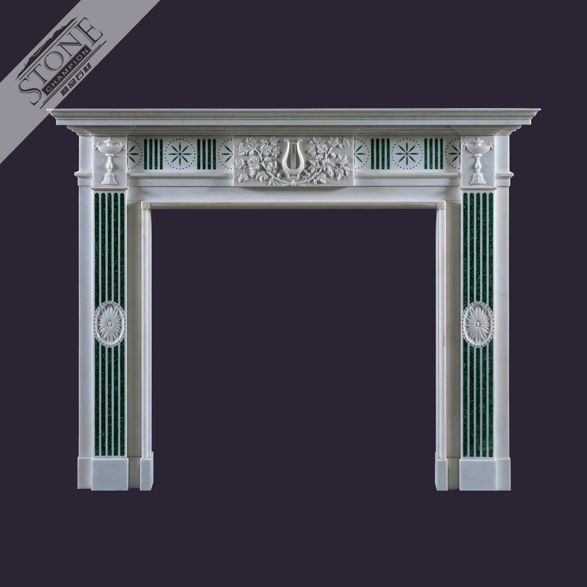 Sharp edge British style marble fireplace surround