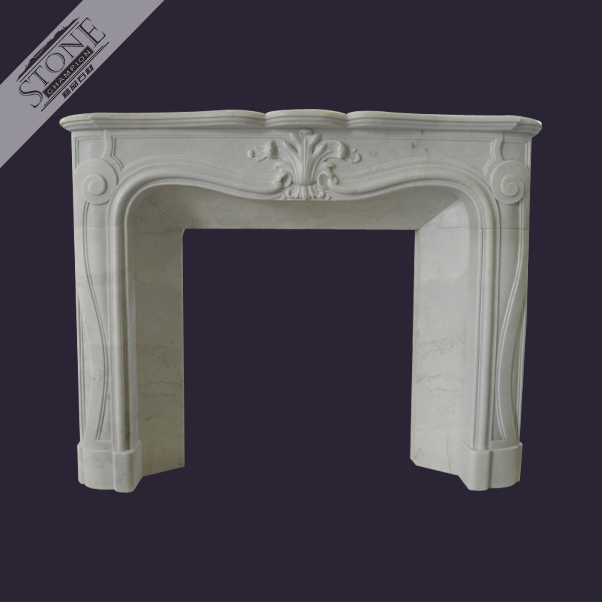Customized white marble freestanding fireplace