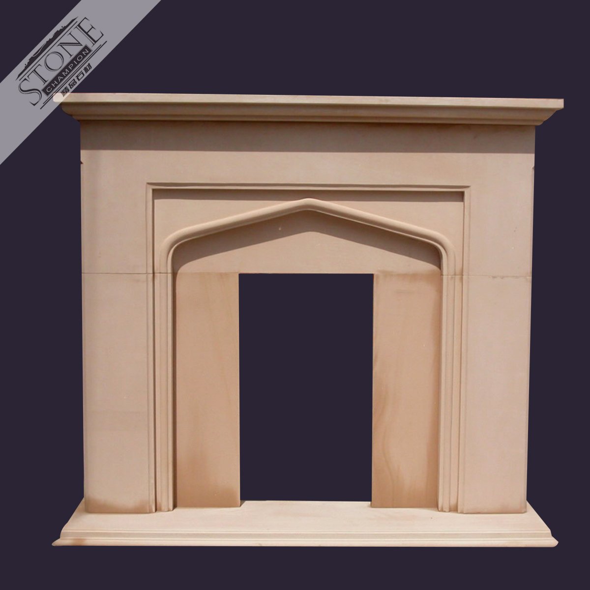 Simple and modern red sandstone fireplace frame