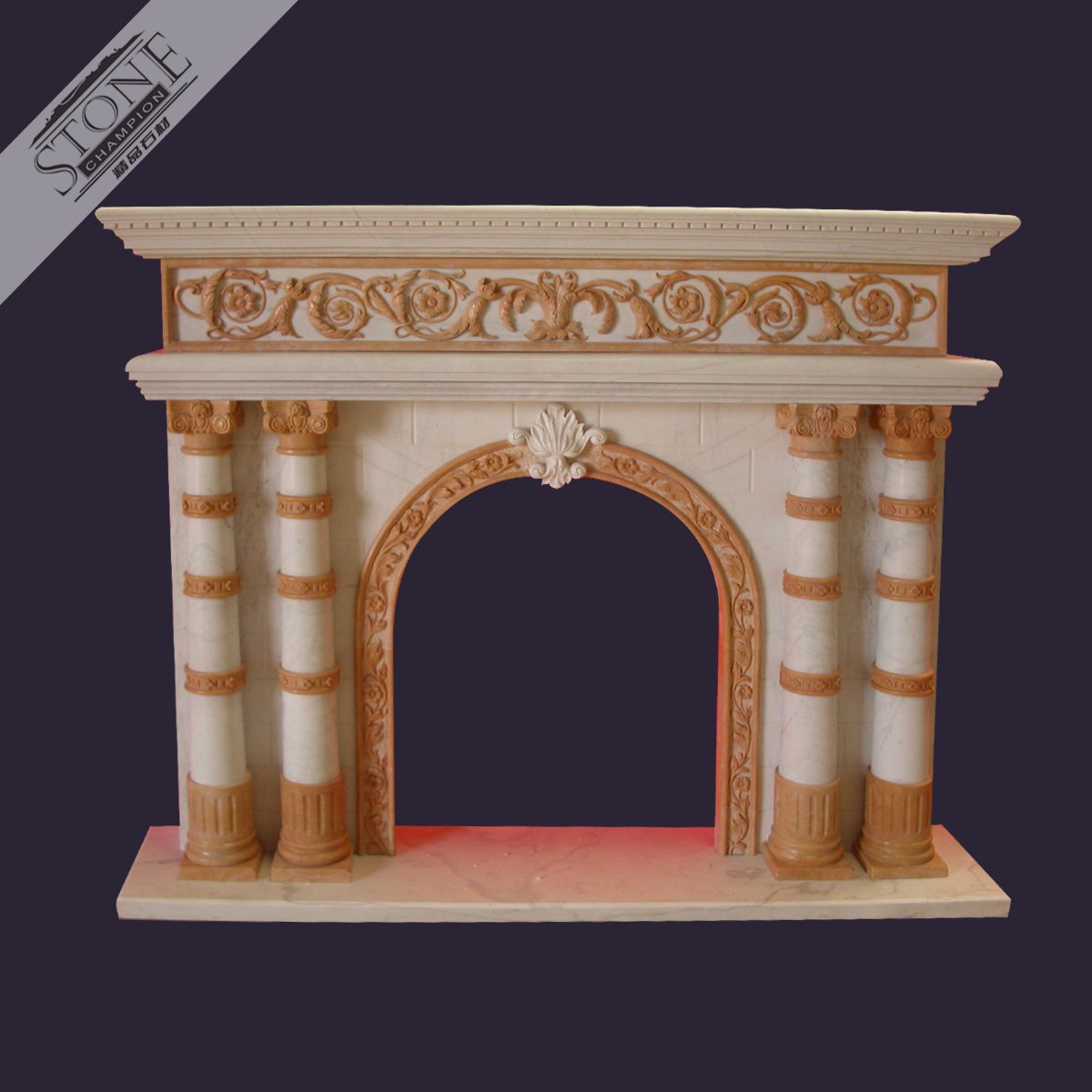 Indoor freestanding decorative marble fireplace mantel