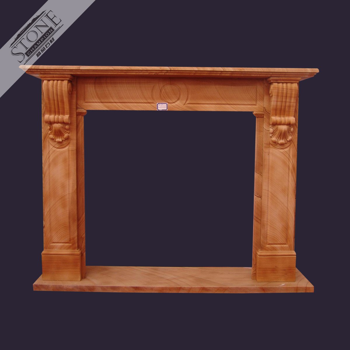Teakwood sandstone firepl