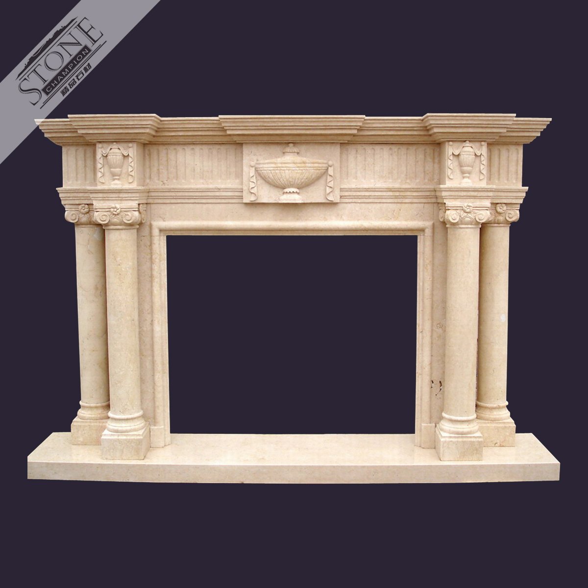 natural stone fireplace w
