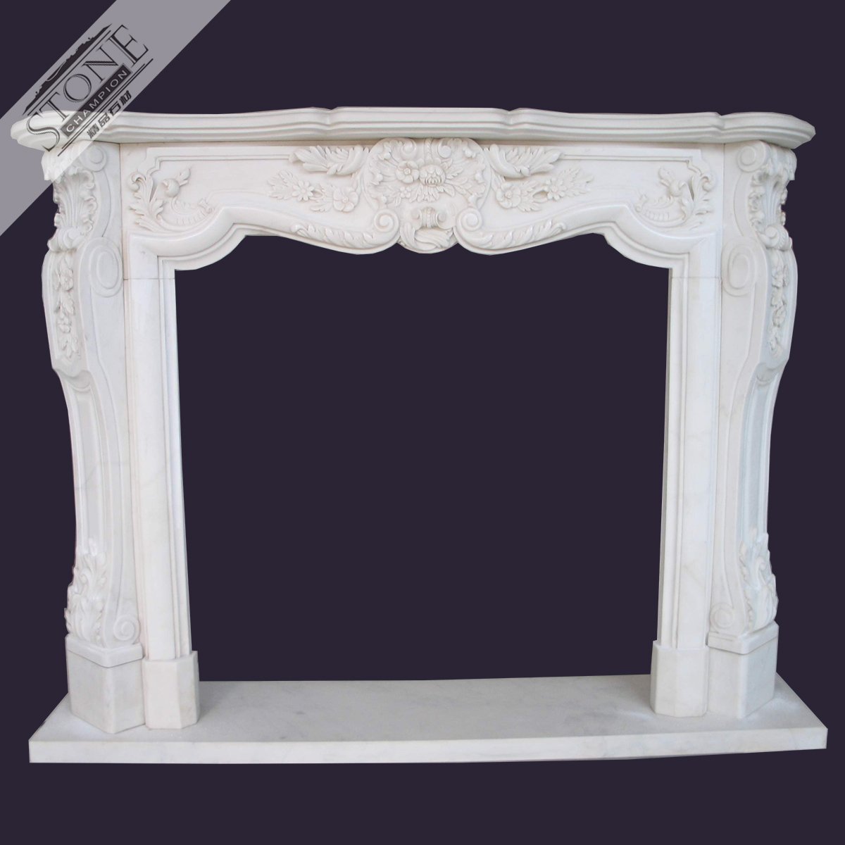 CNC machine made factory wholesale white marble fireplace su